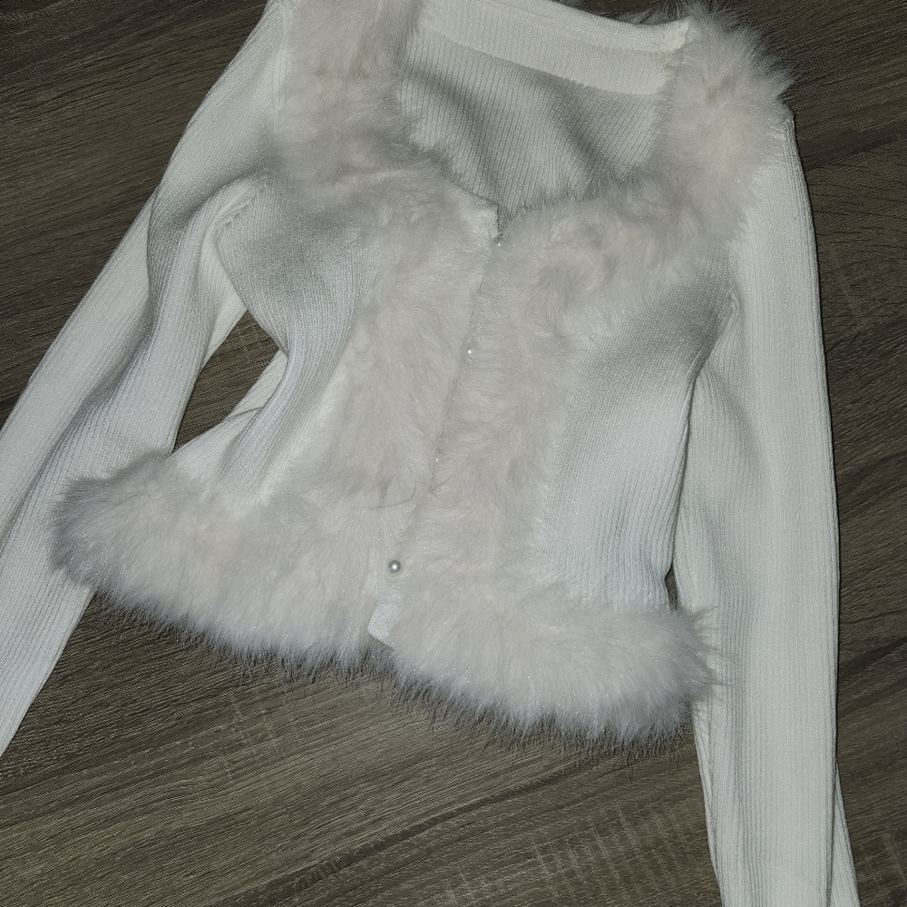romantic faux fur cardigan